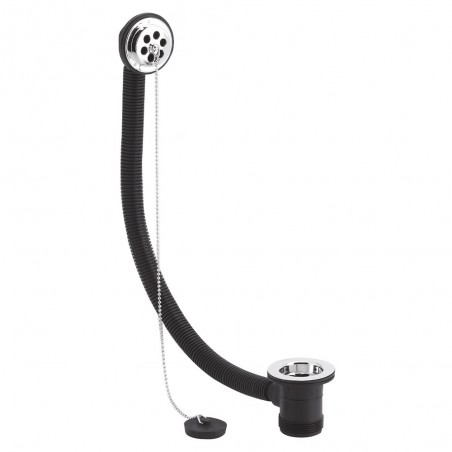 Chrome "Contract" Luxury Bath Waste with Overflow Poly Plug & Ball Chain (Suitable For Baths Up To 5mm Thick)
