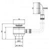 Square "Push Button" Bath Waste (Suitable for baths up to 10mm thick) - Technical Drawing
