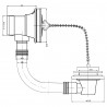 Chrome Luxury Bath Waste with Overflow Brass Plug & Ball Chain (Suitable for baths up to 5mm thick) - Technical Drawing