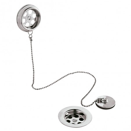 Luxury "Retainer" Bath Plug Ball Chain and Overflow (Suitable for baths up to 20mm thick)