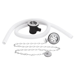 Extended Retainer Bath Waste Overflow & Brass Plug with Link Chain (Suitable for baths up to 20mm thick)
