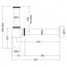 Basin Bottle Trap with 190mm Extension Tube - Technical Drawing