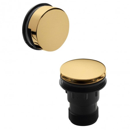 Inset Bath Push Button Waste - Brushed Brass