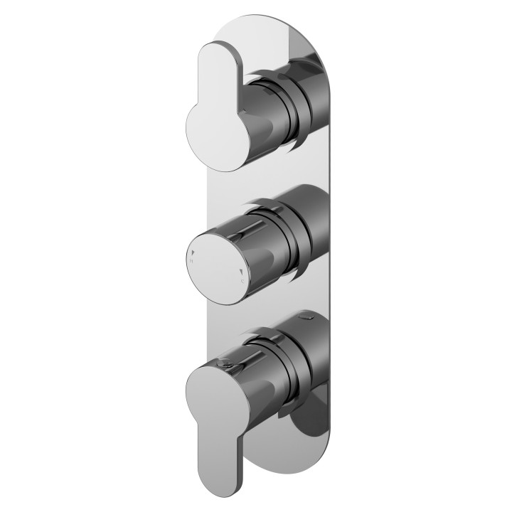 Arvan Chrome Triple Thermostatic Shower Valve With Diverter