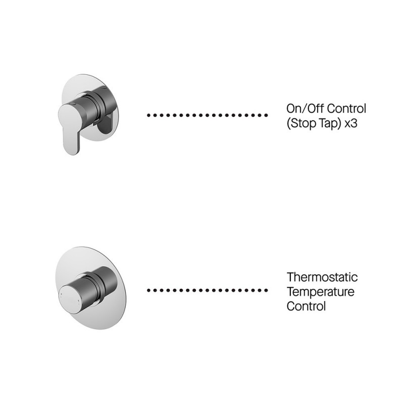 Arvan Chrome Concealed Diverter 2/3/4 Way Shower Valve - Insitu