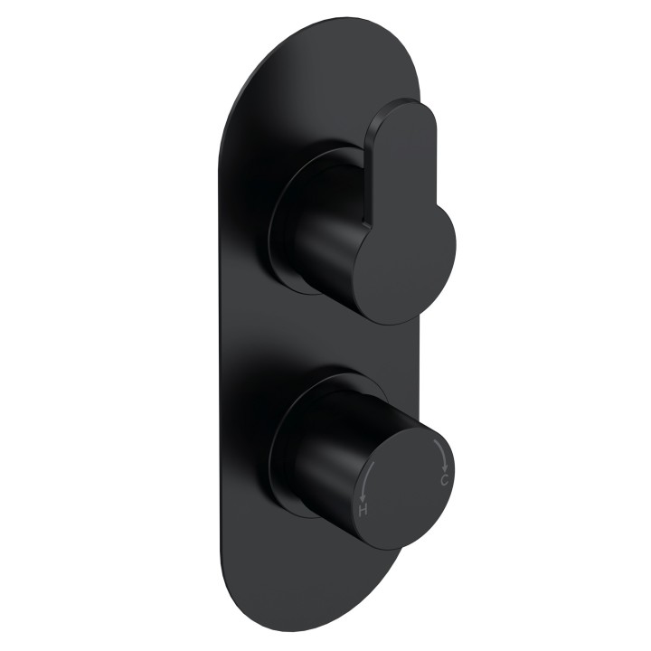 Arvan Black Twin Thermostatic Shower Valve With Diverter