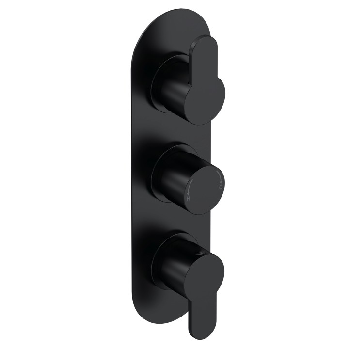 Arvan Black Triple Thermostatic Shower Valve With Diverter