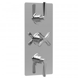 Aztec Triple Thermostatic Concealed Shower Valve with Diverter - 3 Outlet - Chrome