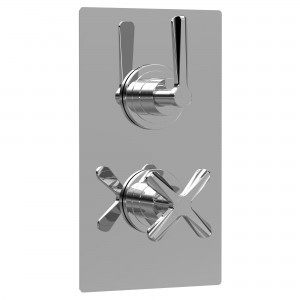 Aztec Twin Thermostatic Concealed Shower Valve with Diverter  - 2 Outlet - Chrome