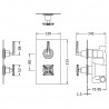Aztec Twin Thermostatic Concealed Shower Valve with Diverter  - 2 Outlet - Chrome - Technical Drawing