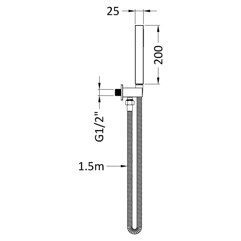 Black Square Outlet Elbow Parking Bracket Flex and Handset - Technical Drawing