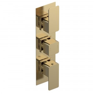 Windon Brushed Brass Triple Thermostatic Shower Valve With Diverter