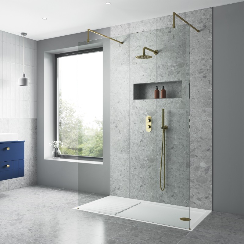 Arvan Brushed Brass Twin Thermostatic Shower Valve With Diverter - Insitu