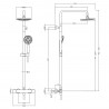 Round Brushed Brass Thermostatic Shower Column With Telescopic Slide Rail Kit & Hand Shower - Technical Drawing
