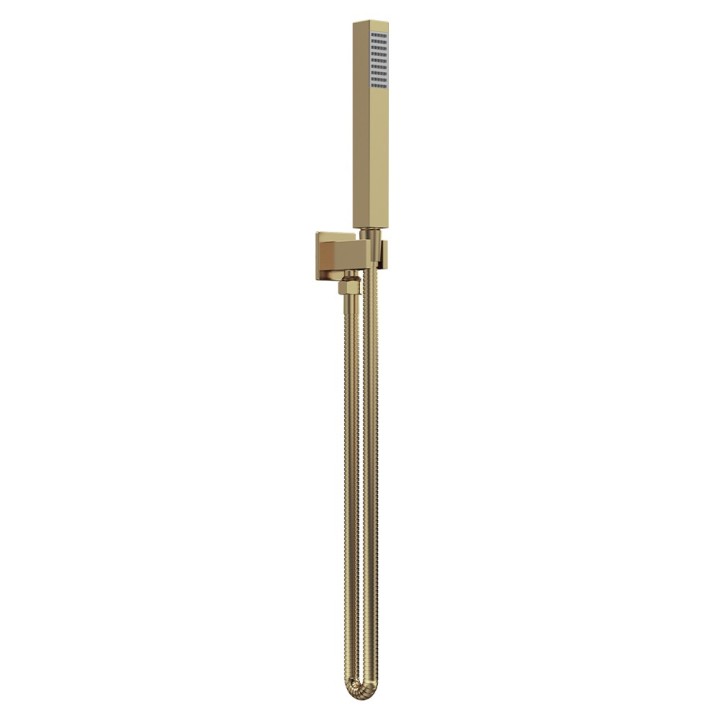 Brushed Brass Square Outlet Elbow Parking Bracket Flex and Handset