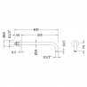 Brushed Brass Wall Mounted Shower Arm 360mm - Technical Drawing