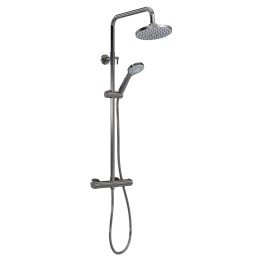 Round Thermostatic Bar Valve & Shower Kit - Brushed Pewter