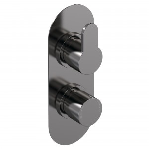 Arvan Twin Thermostatic Shower Valve - Brushed Pewter