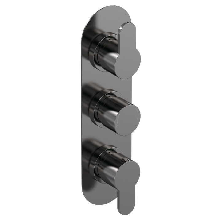 Arvan Triple Thermostatic Shower Valve With Diverter - Brushed Pewter