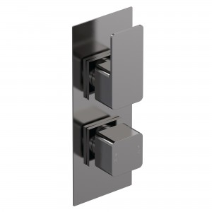 Windon Twin Thermostatic Valve - Brushed Pewter