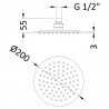 Round Fixed Shower Head 200mm - Brushed Pewter - Technical Drawing