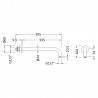 Wall-Mounted Square Shower Arm - Brushed Pewter - Technical Drawing