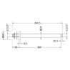 Ceiling-Mounted Shower Arm 300mm - Brushed Pewter - Technical Drawing