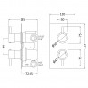Quest Rectangular Concealed Shower Valve with Diverter Dual Handle - Technical Drawing