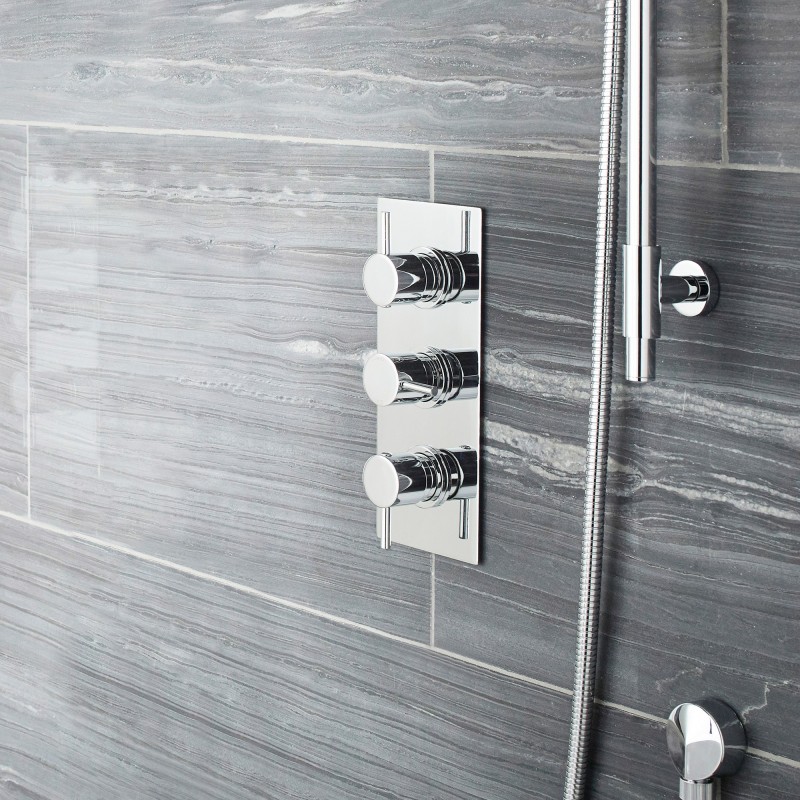 Quest Concealed Shower Valve With Diverter Triple Handle - Insitu