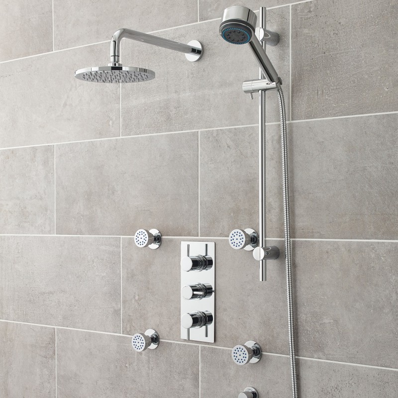 Quest Concealed Shower Valve With Diverter Triple Handle - Insitu