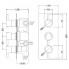 Quest Concealed Shower Valve With Diverter Triple Handle - Technical Drawing