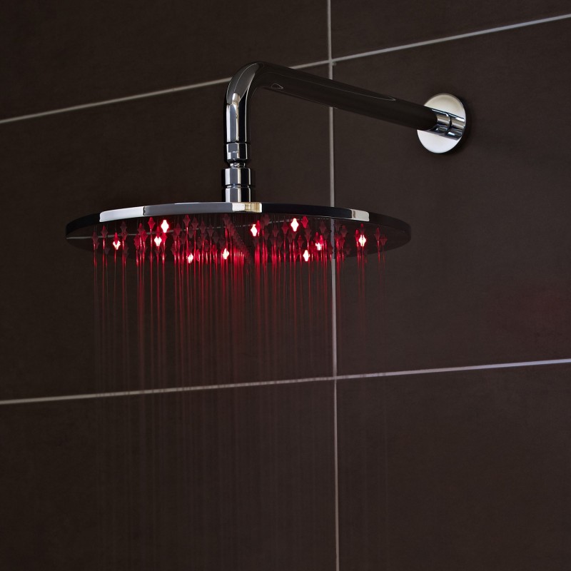 Chrome 300mm LED Square Fixed Shower Head - Insitu