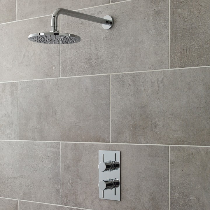Chrome 200mm Round Fixed Shower Head - Insitu