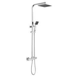 Square Chrome Thermostatic Shower Column With Telescopic Slide Rail Kit & Hand Shower