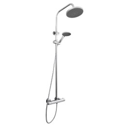 Round Chrome Thermostatic Shower Column With Telescopic Slide Rail Kit & Hand Shower