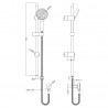Water Saving Shower Slide Rail Kit - Technical Drawing