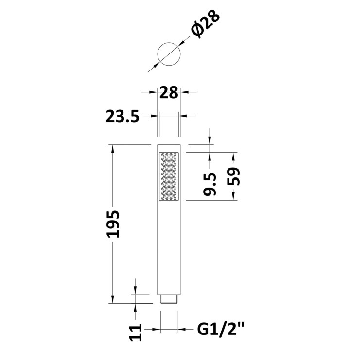 Stainless Steel Pencil Handset - Technical Drawing