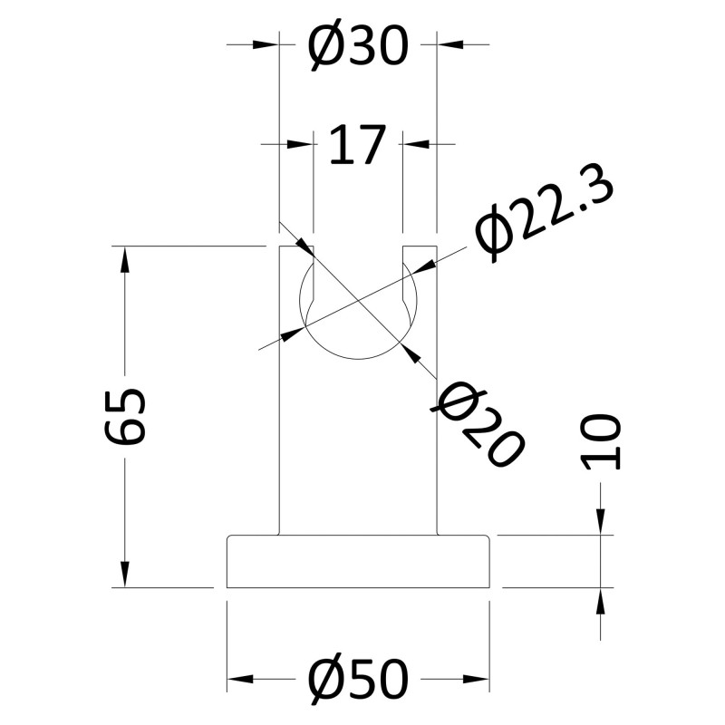 Luxury Chrome Shower Handset Wall Bracket - Technical Drawing