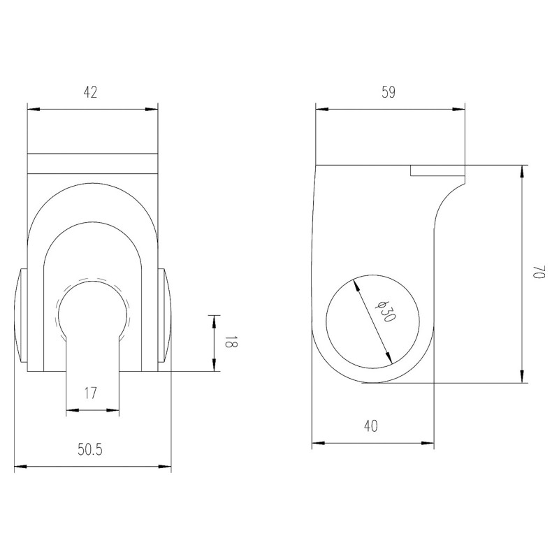 Shower Handset Chrome Wall Retaining Bracket - Technical Drawing