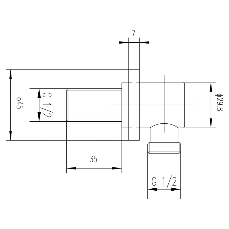 Minimalist Outlet Elbow - Technical Drawing