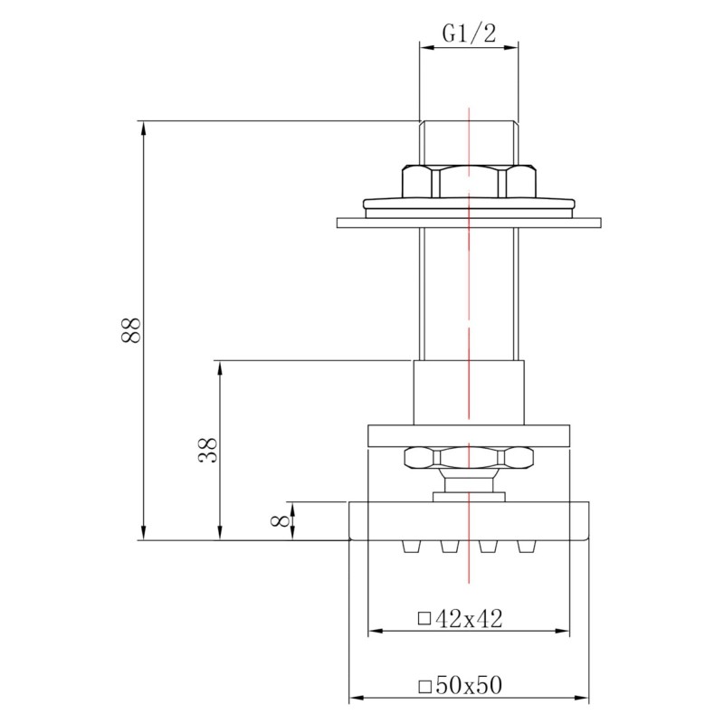 Square Body Shower Jet - Technical Drawing