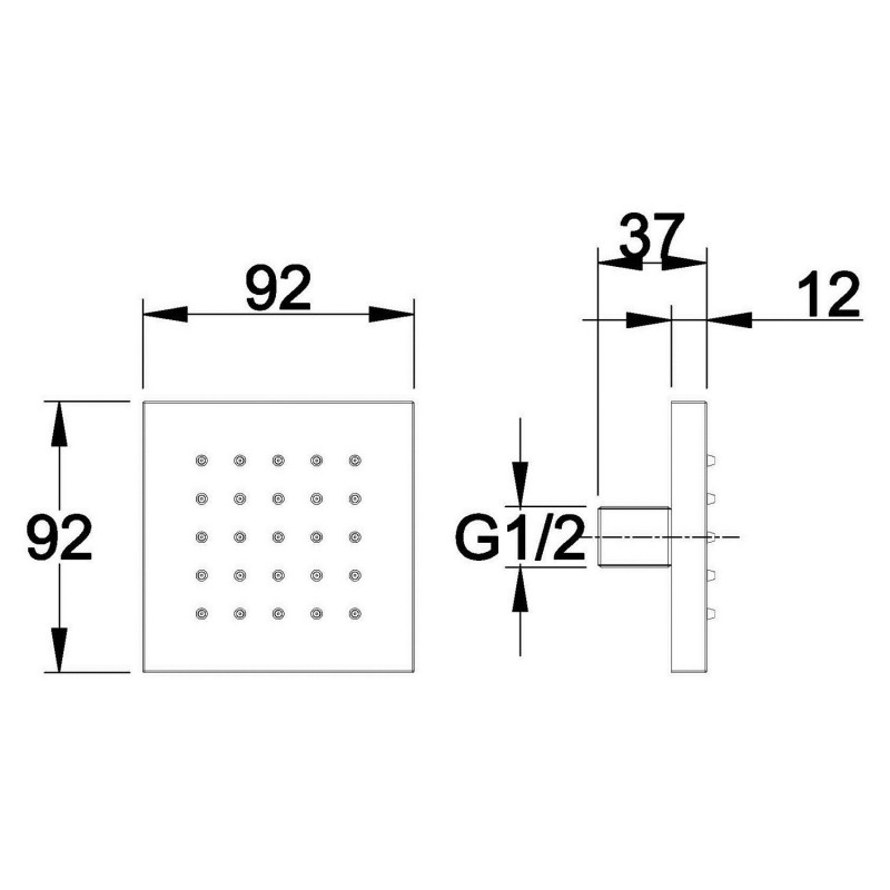 Square Tile Body Jet - Technical Drawing