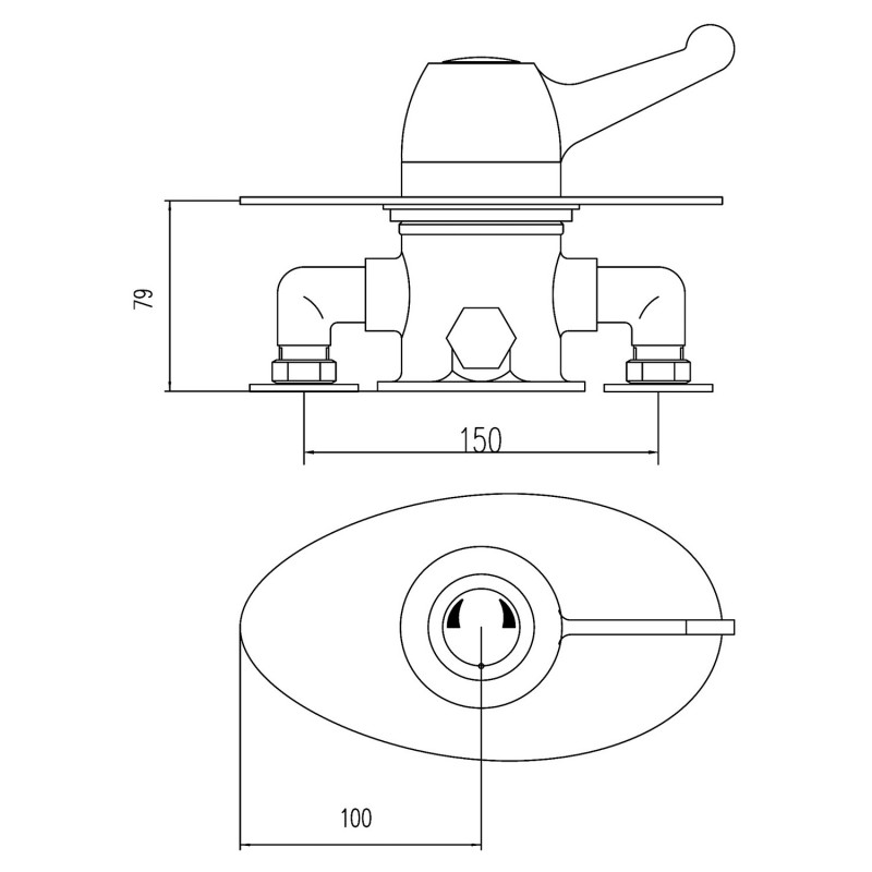 Concealed Lever Sequential Thermostatic Shower Valve - Technical Drawing