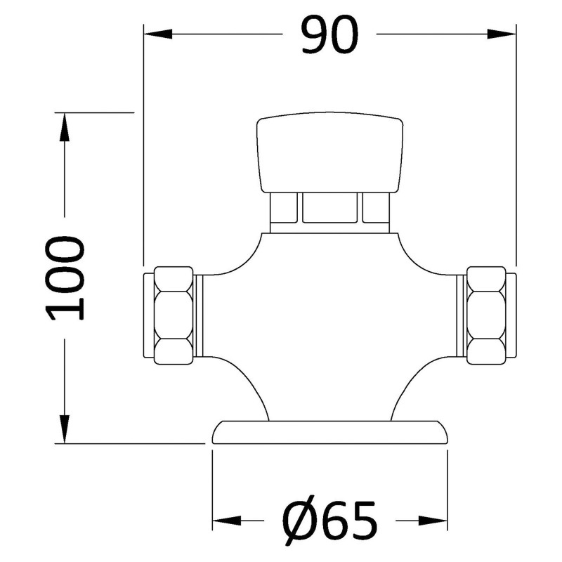 Exposed Non-Concussive Shower Valve - Technical Drawing