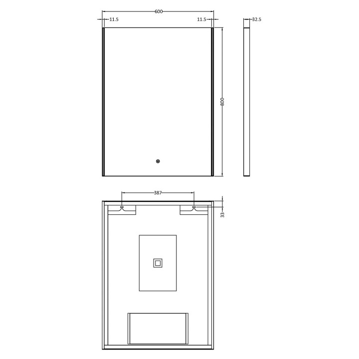 Ambient LED Mirror 600 x 800mm - Technical Drawing