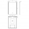 Anser 500mm(W) x 700mm(H) LED Touch Sensor Mirror - Technical Drawing