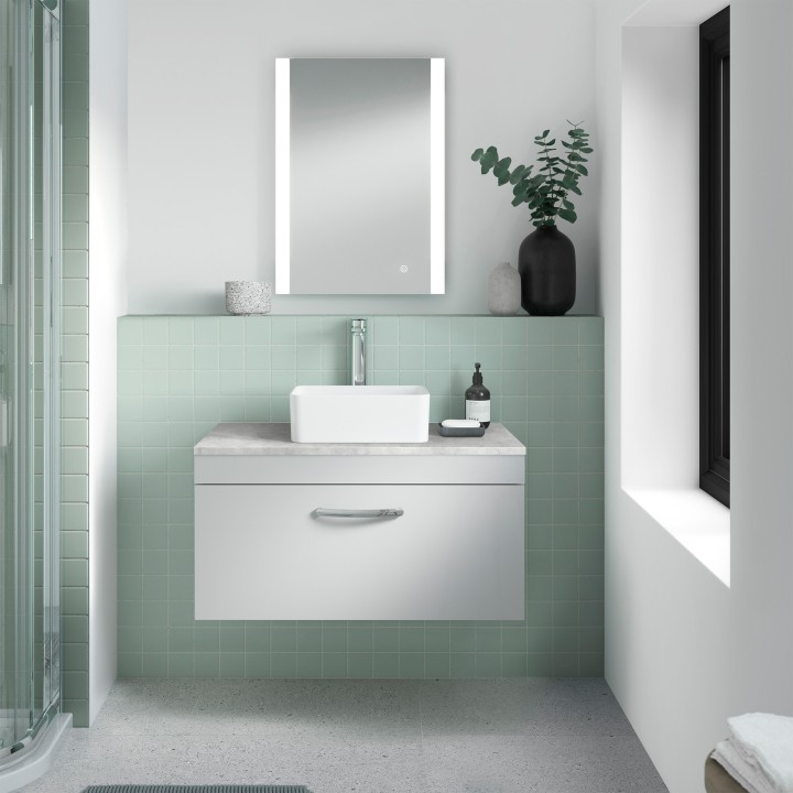 Castor 500mm(W) x 700mm(H) (Reversible) Ambient Lit LED Touch Sensor Mirror - Insitu