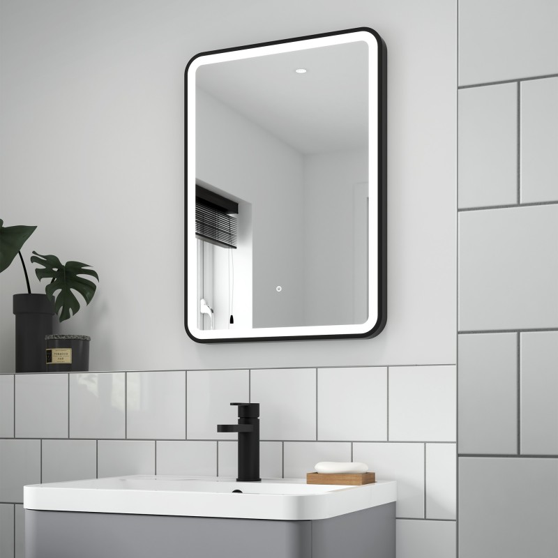 Hydrus 500mm(W) x 700mm(H) Framed LED Touch Sensor Mirror - Black - Insitu