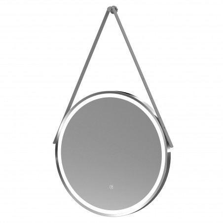 Chrome 600mm Round LED Bathroom Mirror with Strap