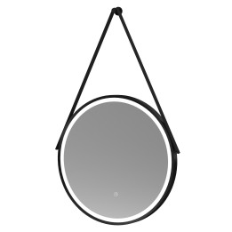 Black 600mm Round LED Bathroom Mirror with Strap